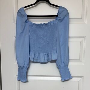 Light Blue Smocked Blouse